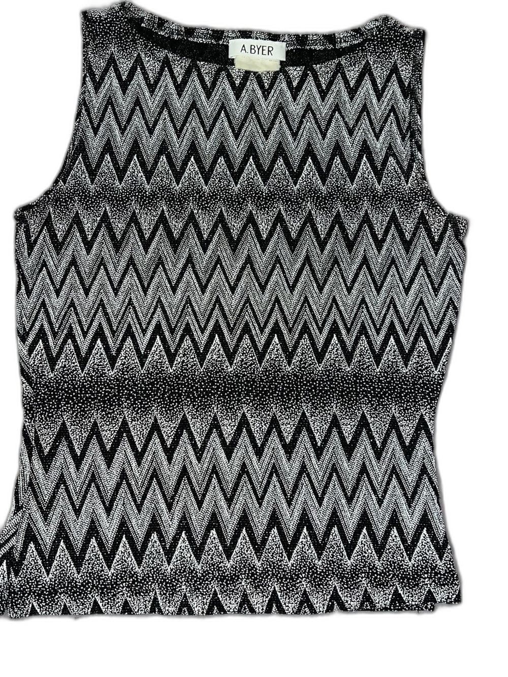Vintage Y2K Metallic Sparkle Chevron Print Sleeveless Top